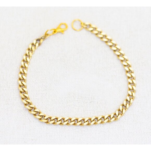 8 1/2 inch, Vintage Gold Tone Curb-style Chain Bracelet - AB2 - Picture 1 of 3